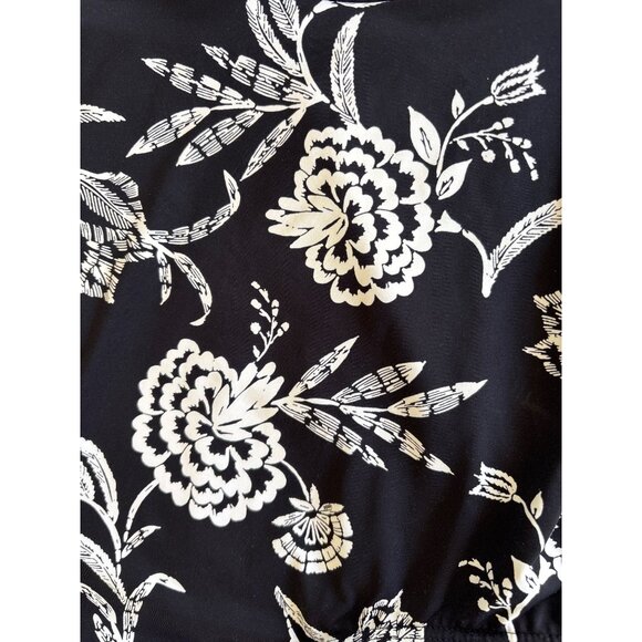 Lands' End One Piece Maillot Black White Floral‎ Size 14 Shelf Bra Adj Straps - Picture 5 of 11